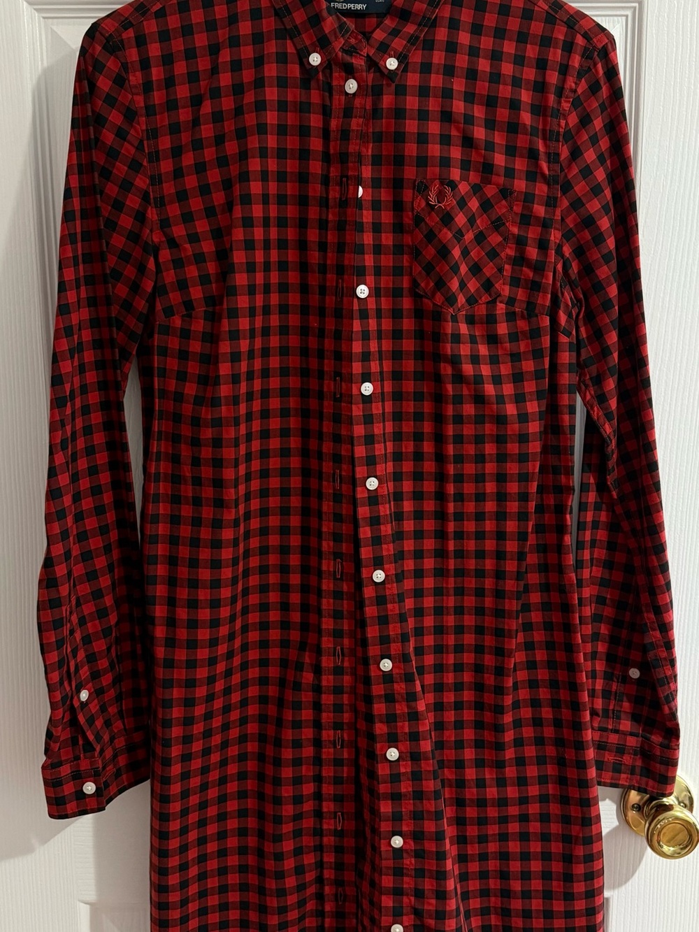 Fred Perry Red and Black Check Button-Down Shirt